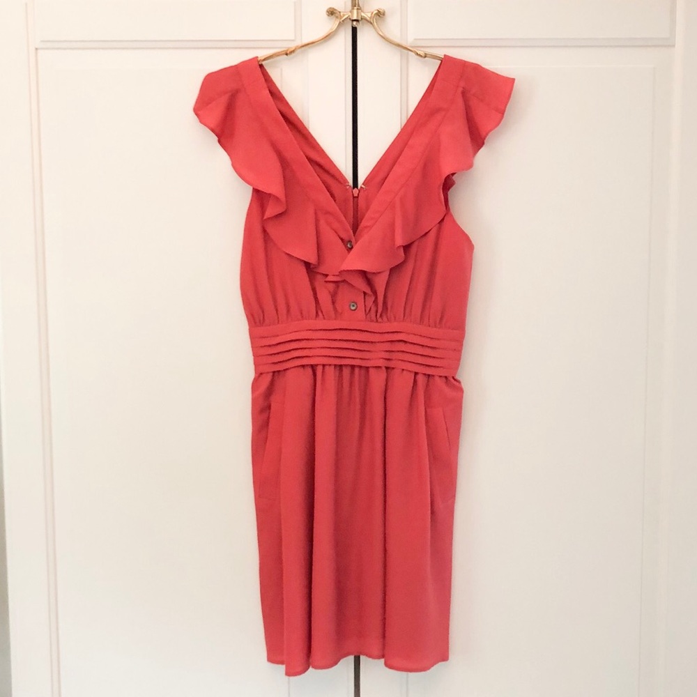 BCBGeneration Dark Coral Ruffle Dress - Size 4